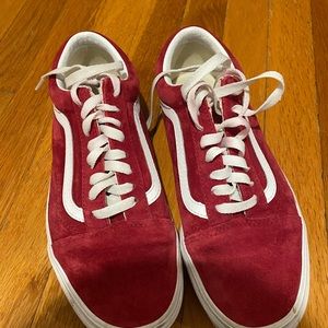 Red suede old skool vans